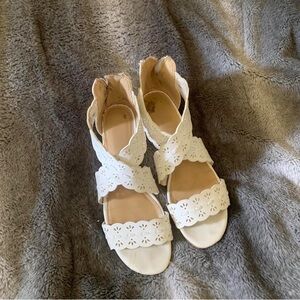 White lace detail sandals